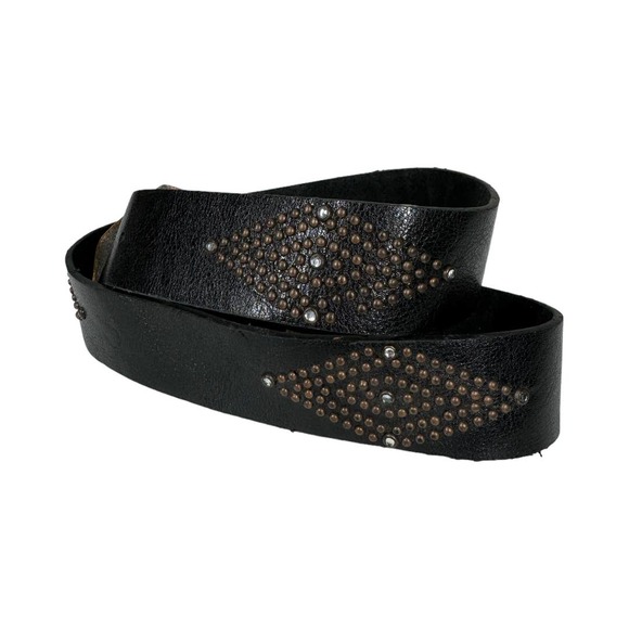 Steve Madden Western Embellished Black Leather Belt Medium Stud Rodeo Bling - Picture 2 of 7